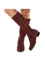 SUPERLATIVE Cizme cu Toc Dama Piele Naturala Bordo 3370