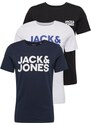 JACK & JONES Tricou albastru marin / albastru gențiană / negru / alb
