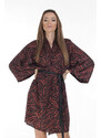 Onibon Kimono dama din matase satinata cu imprimeu animal print