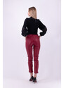 Urbanelle Pantaloni rosii din piele ecologica cu snur si buzunare