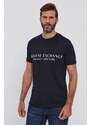 Armani Exchange Tricou bărbați, culoarea albastru marin, cu imprimeu