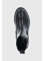 Karl Lagerfeld Ghete Chelsea de piele femei, culoarea negru, cu toc plat