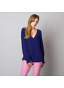 Willsoor Bluză pentru femei de culoare albastru închis cu model cu buline 12939
