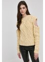 For Love & Lemons pulover femei, culoarea galben, călduros