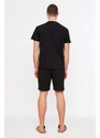 Trendyol Black Regular Fit Printed Shorts Pajamas Set
