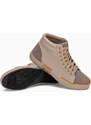 Ombre Pantofi de gleznă pentru bărbați din materiale combinate - bej V6 OM-FOTH-0127