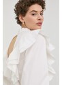 Bruuns Bazaar bluza din bumbac femei, culoarea alb, neted