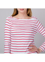 Willsoor Tricou pentru femei, culoare albă cu dungi roșii 13904