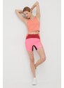 P.E Nation pantaloni scurți de antrenament Flyaway femei, culoarea violet, modelator, high waist