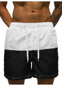 Pantaloni scurti de baie bărbați albi-negri OZONEE JS/HM059