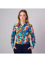 Femei multicolor cămașă cu mânecă lungă Willsoor geometric 14308