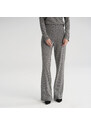 Willsoor Pantaloni tricotați pentru femei, gri cu model în carouri 13964