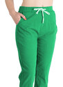 Pantaloni Chic Pantaloni Dama Antonia Din Bumbac Racoros De Vara Cu Siret In Talie,Verde Crud