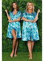 Italian Fashion Pijama de damă din satin Pacific albastru