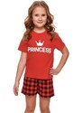 DN Nightwear Pijama scurtă de fete Princess roșie