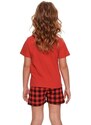 DN Nightwear Pijama scurtă de fete Princess roșie