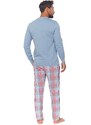 DN Nightwear Pijama bărbați Flow albastră cu imprimeu