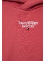 Tommy Hilfiger bluza copii culoarea roz, cu glugă, cu imprimeu