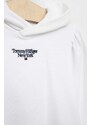 Tommy Hilfiger bluza copii culoarea alb, cu glugă, cu imprimeu