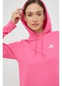 Adidas hanorac de bumbac femei, culoarea roz, cu glugă, cu imprimeu