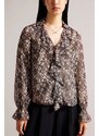 TED BAKER Bluză Bertei Ruffle Blouse With Metal Ball Trim 266014 nude-pink