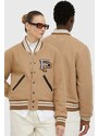 Filling Pieces jachetă bomber din lână Varsity Jacket culoarea maro, de tranziție, 81422209985