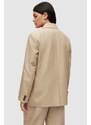 AllSaints blazer din amestec de in culoarea bej, oversize, neted