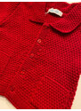 A&J Cardigan tricotat cu nasturi si guler, fete, Rosu