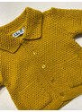 A&J Cardigan tricotat cu nasturi si guler, fete, Galben mustar