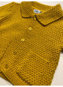 A&J Cardigan tricotat cu nasturi si guler, fete, Galben mustar