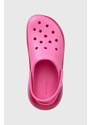 Crocs papuci Classic Mega Crush Clog femei, culoarea roz, cu platformă 207988