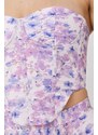 Bardot corset culoarea violet, in modele florale