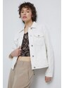 Medicine geaca jeans femei, culoarea alb, de tranzitie