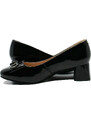 Pantofi dama Karisma negri, din piele naturala lucioasa, decorati cu fundita OTR20006A-NL