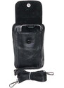 Borseta de umar si curea, suport telefon din piele naturala, negru, 11/17 cm, Magrot 20237