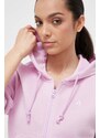 adidas bluza femei, culoarea roz, cu glugă, cu imprimeu