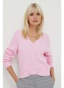 Tommy Hilfiger pulover din amestec de lana femei, culoarea roz