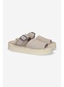 Clarks Originals papuci din piele Crepe Slide femei, culoarea bej, cu platformă, 26172568