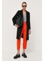 BOSS palton de lana culoarea negru, de tranzitie