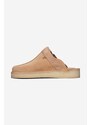 Clarks Originals papuci din piele Trek Mule femei, culoarea maro, 26169975
