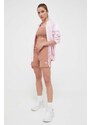 adidas hanorac de bumbac femei, culoarea roz, cu glugă, cu imprimeu IL3418