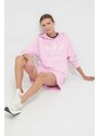 adidas Originals hanorac de bumbac femei, culoarea roz, cu glugă, cu imprimeu