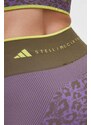 adidas by Stella McCartney pantaloni scurți de antrenament culoarea violet, modelator, high waist