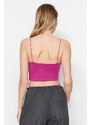 Trendyol Black-Pink 2-Pack Cotton Spaghetti Straps Crop, Stretchy Knit Undershirt