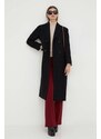 Pinko palton de lana culoarea negru, de tranzitie, cu doua randuri de nasturi