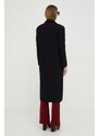 Pinko palton de lana culoarea negru, de tranzitie, cu doua randuri de nasturi