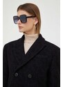 Pinko palton de lana culoarea negru, de tranzitie, cu doua randuri de nasturi