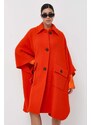 Pinko poncho de lana culoarea portocaliu, de tranzitie, oversize