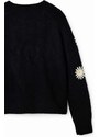 Desigual pulover pentru copii din amestec de lana culoarea negru