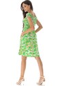 ROH Rochie verde cu imprimeu și mâneci Bardot cu elastic - DR4592